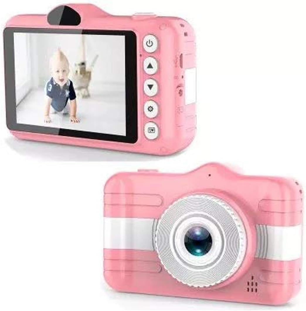 Jimwey Digital Front and Rear Video Camera 4 Inch Screen HD 1080P Recorder Camcorders for Kids (Pink)