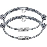 ORFAN Custom Couples Bracelet Adjustable Attract Couples Bracelet Personalized Engraved Love Bracelet for Men and Women