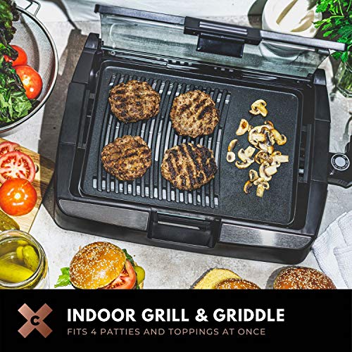 Crux Smokeless Indoor BBQ Grill with Viewing Window, Faster Preheat, Large PFOAFree NonStick