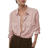 LuFeng Women's Casual Long Sleeve Button Down Shirts Work Office Collared Blouse Tops with Pockets
