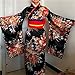 Anshuo Japanese Cherry Black Kimono Anime Cosplay Costume Lolita Dress