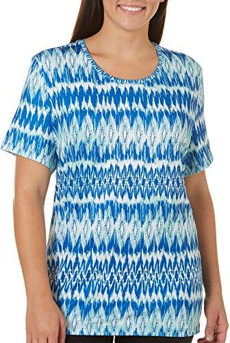 Coral Bay Energy Plus Ikat Print T-Shirt 1X Blue/White
