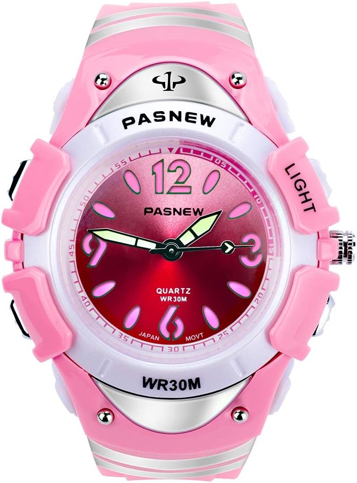 Waterproof Kids Watch for Girls Boys Analog Watch for Boys Girls with LED Light 7 Colors Silicone Students Wristwatch Time Teacher for Little Kids Boys Girls Birthday Gift Toys (Black/Blue)