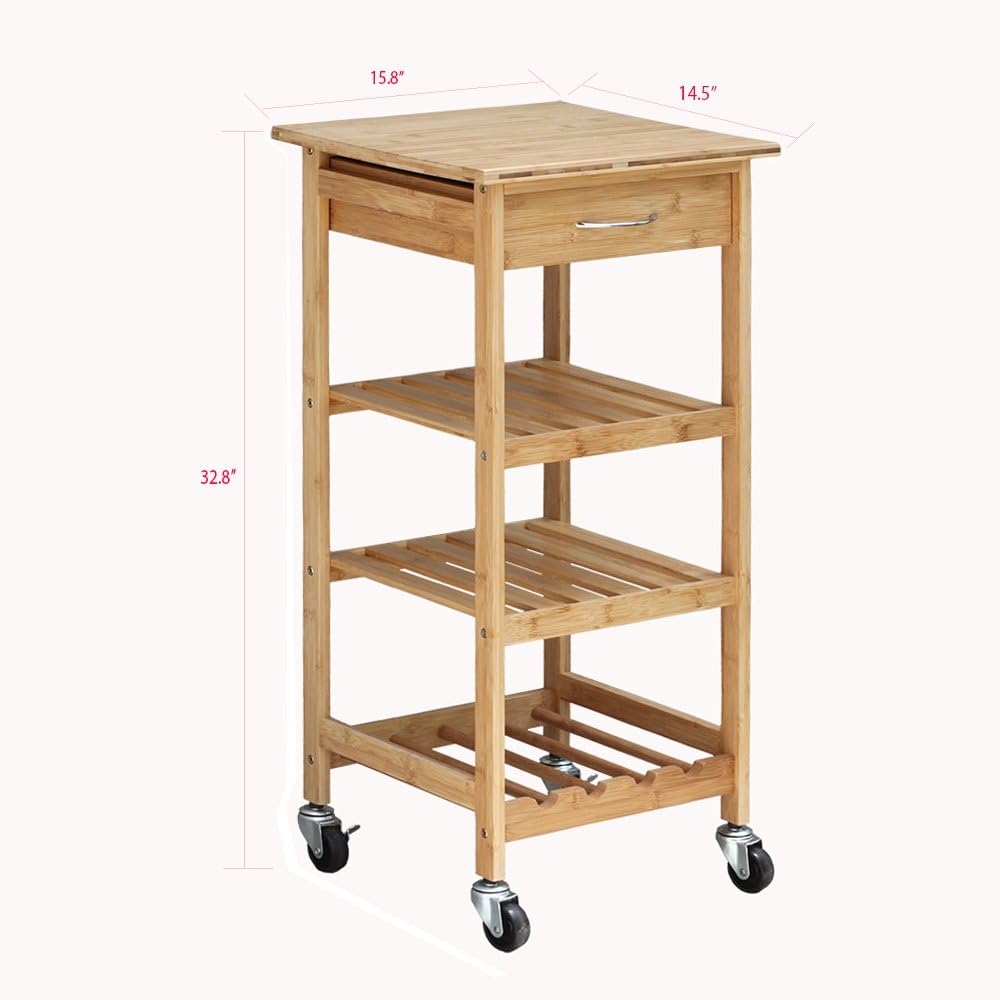 Oceanstar Design Group Bamboo Kitchen Trolley - Kitchen Islands & Carts