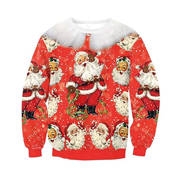 Christmas Men Santa Claus 3D Printed Funny Holiday Sweatshirt Party Long Sleeve Ugly Shirts M - Image 3