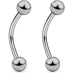 SCERRING 2PCS 16G G23 Titanium Curved Eyebrow