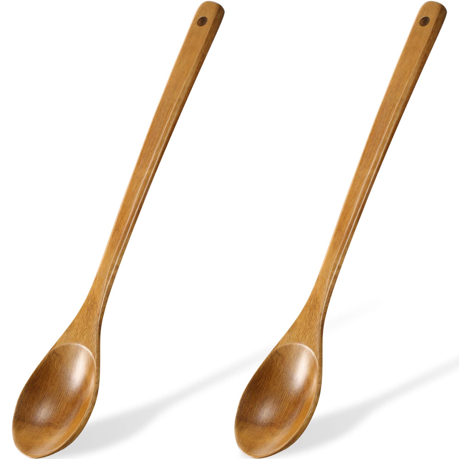 Photo 1 of 2 Pieces 16.5 Inch Wooden Mixing Spoon with Long Handle Non Stick Cookware Wooden Spoons for Stirring, Mixing, Boiling, Burlywood, 74 g