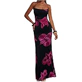 Milumia Women's Floral Criss Cross Tie Backless Maxi Dress Sleeveless Vacation Fitted Long Dresses