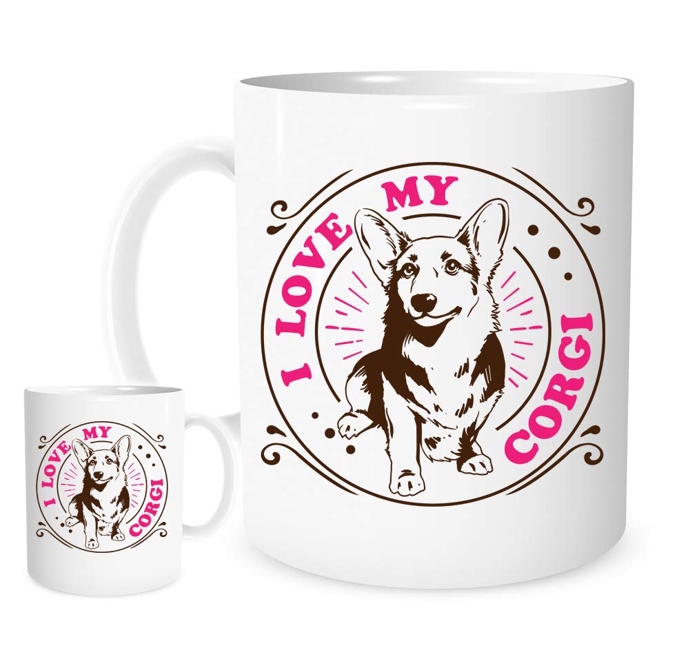11OZ I Love My Corgi Dog Mug,A Lovely Ceramic Gift Mug Featuring A Cute Corgi Dog