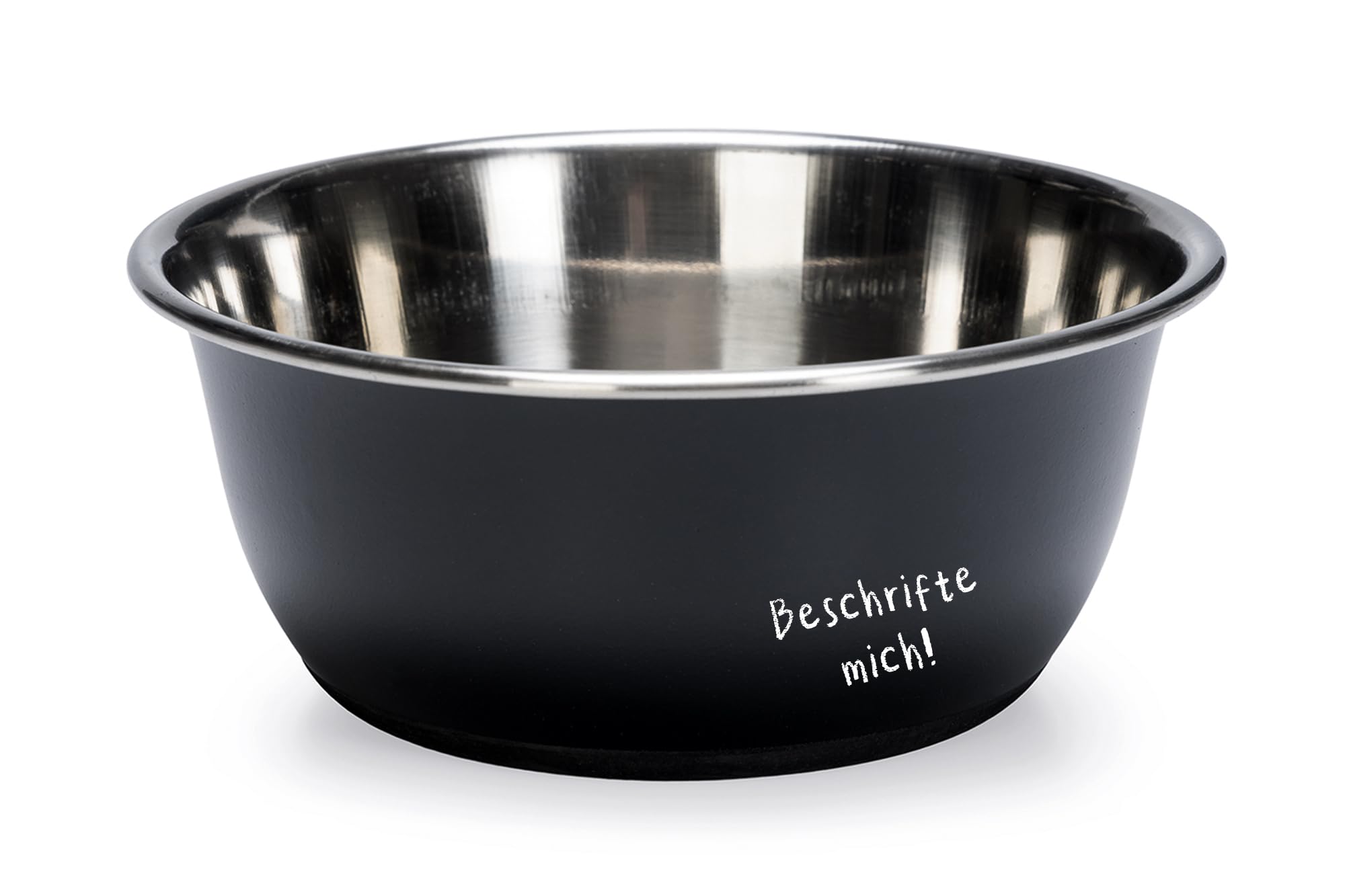 Karlie Writeable Dog Bowl, Stainless Steel, Black, 300 ml, Diameter 9-13 cm