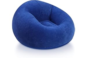 Realspring Inflatable Bean Bag Chairs for Adult Blow up Chairs Lazy Sofa Folding Portable Inflatable Chair for Movie Outdoor Room Bedroom Reading Camping(Blue)
