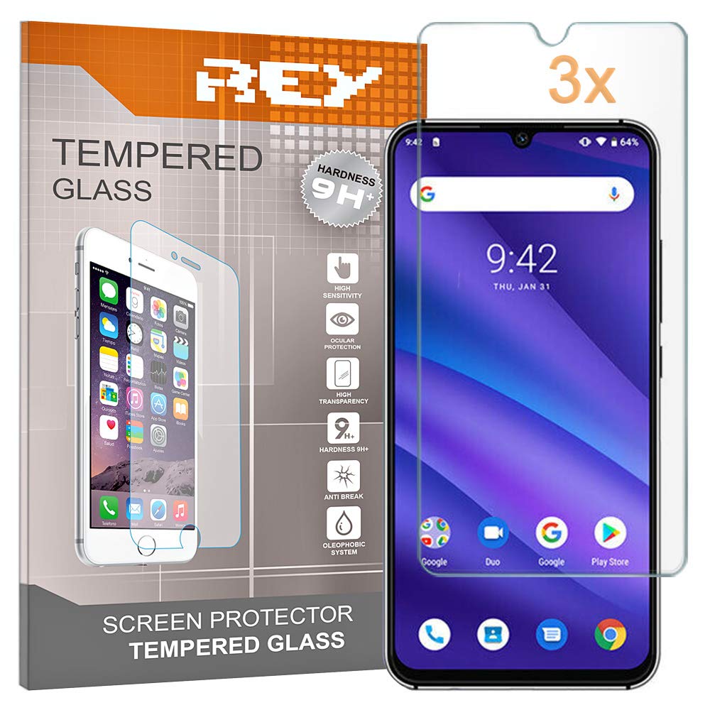 REY Screen Protector for UMIDIGI A5 PRO, Tempered Glass Film, Premium quality, Perfect protection for scratches, breaks, moisture, [Pack 3x]