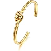 WOWORAMA Dainty Gold Cuff Bracelets for Women Delicate Thin Wire Open Bangle Bracelets Stackable Minimalist Wrist Cuff Bracelets Flexible Adjustable Size