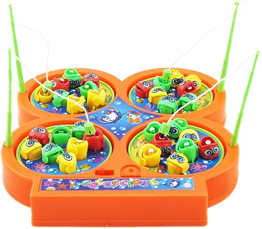Amazon ゴシレ Gosear 電子ミニ回転釣りゲームのおもちゃセット3年間以上の子供のための磁気魚の音楽玩具ランダムカラー アクション ゲーム おもちゃ