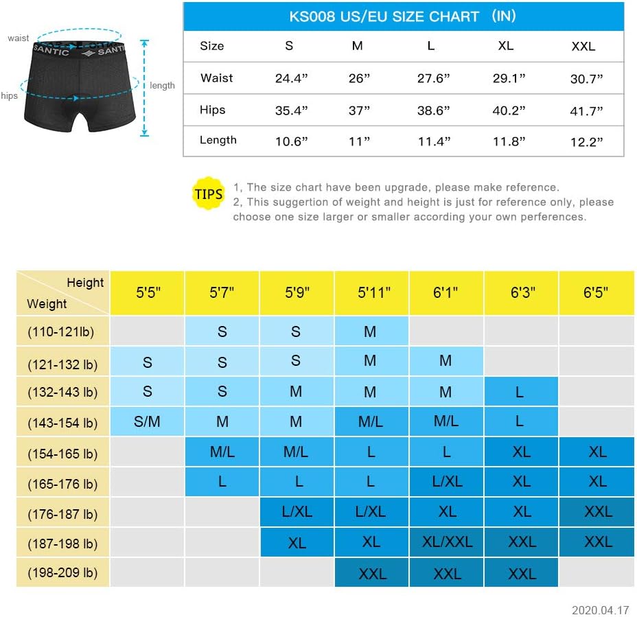 Santic Cycling Underwear 3D Padded Bike Underpants Bicycle Gel Shorts for Men Women Black: Clothing