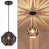 baunoisk Pendant Light Industrial Vintage Pendant Lamp Retro Farmhouse Ceiling Hanging Light Fixture Black Metal Creative Geo