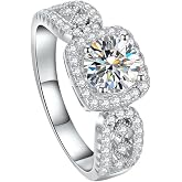 zemlite 14K Gold 1ct Diamond Women's Engagement Rings, D-Color VVS1 Round Cut Diamond Ring, Premium Engagement Ring for Girlfriend