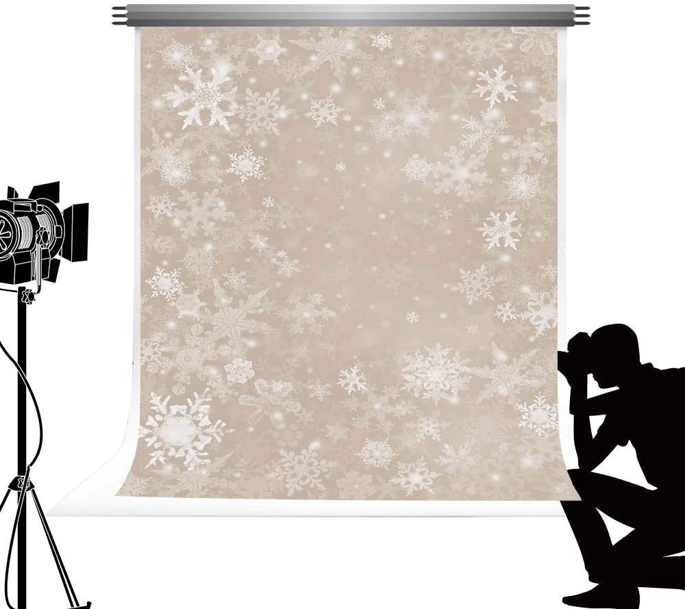 Kate Christmas Backdrop White Dancing Snowflake Background Beige Bokeh Photo Background Christmas Theme Party Decoration for Photography Studio 5x7ft/1.5x2.2m