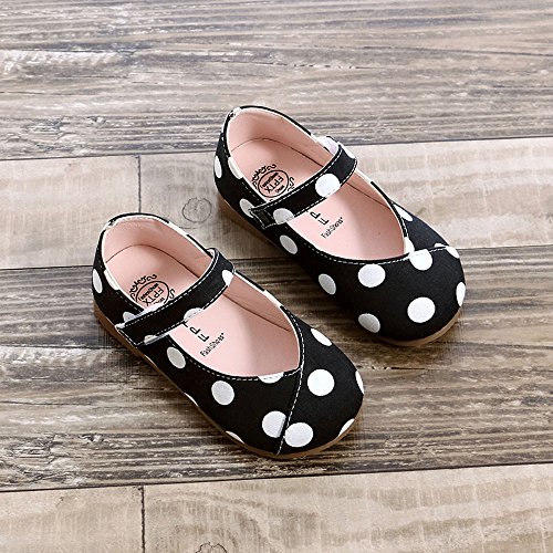 Dainzuy Toddler Baby Girls Shoes Children Dot Leather Single Shoes Soft Sole Non-Slip Princess Shoes 12-18 Months Black