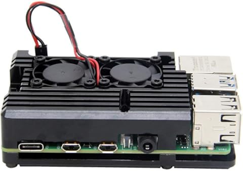 nbvmngjhjlkjlUK Radiador CNC de Aluminio Caja Protectora Carcasa disipador de Calor para Frambuesa pi 4 con Ventilador de refrigeración Hoja de aleación de Aluminio (Negro)