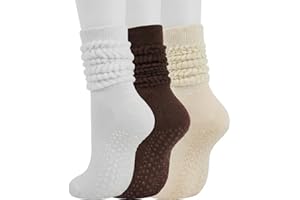 3-Pair Non Slip Yoga Socks with Grip Dots Scrunched Ankle Design for Pilates Barre and Home Workouts