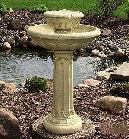 Large Outdoor Round Garden Bird Bath Water Fountain Feature Solar Powered New F2 Amazon Co Uk Diy Tools