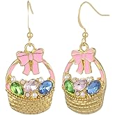 Firopia Easter Dangle Earrings for Women | Funny Bunny Basket Egg Earrings| Easter Jewelry Accessories for Women