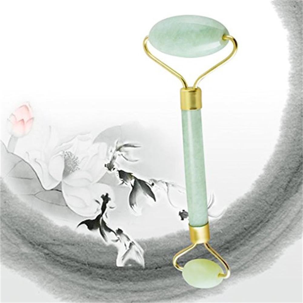 Massage Stones Natural Jade Roller Anti Aging Anti Wrinkle Skin Rejuvenate Facial Tightening Gua Sha Scraping Green SPA Acupuncture Therapy Trigger Point Treatment on Face Arm Foot Relax Beauty Tools