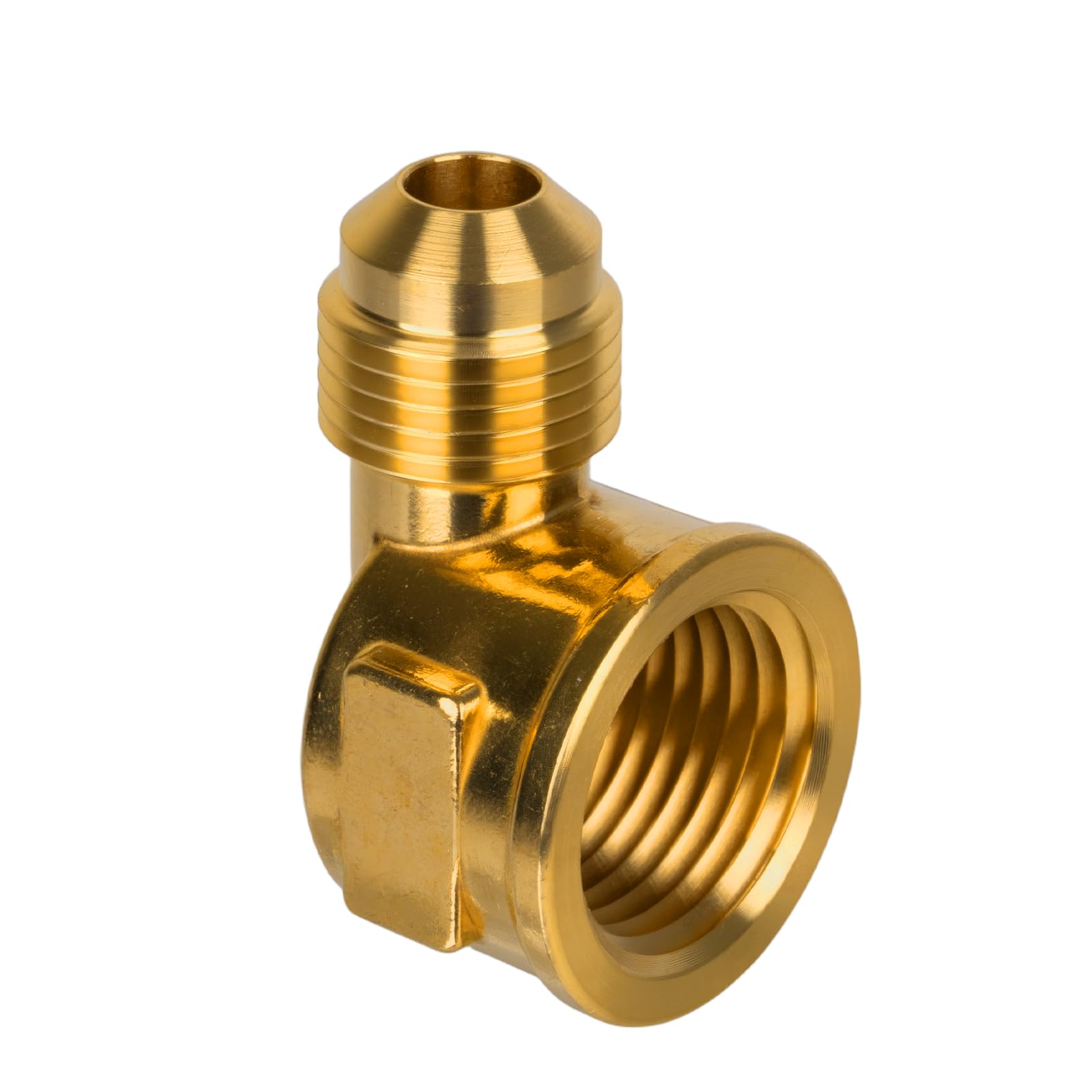 Photo 1 of JUWO 3/8" Male Flare x 1/2" NPT Female Brass Flare Fitting, 90 Degree Elbow, Tube Fitting, Propane, Fuel, Gas Adapter, Durable Brass Pipe Connector
