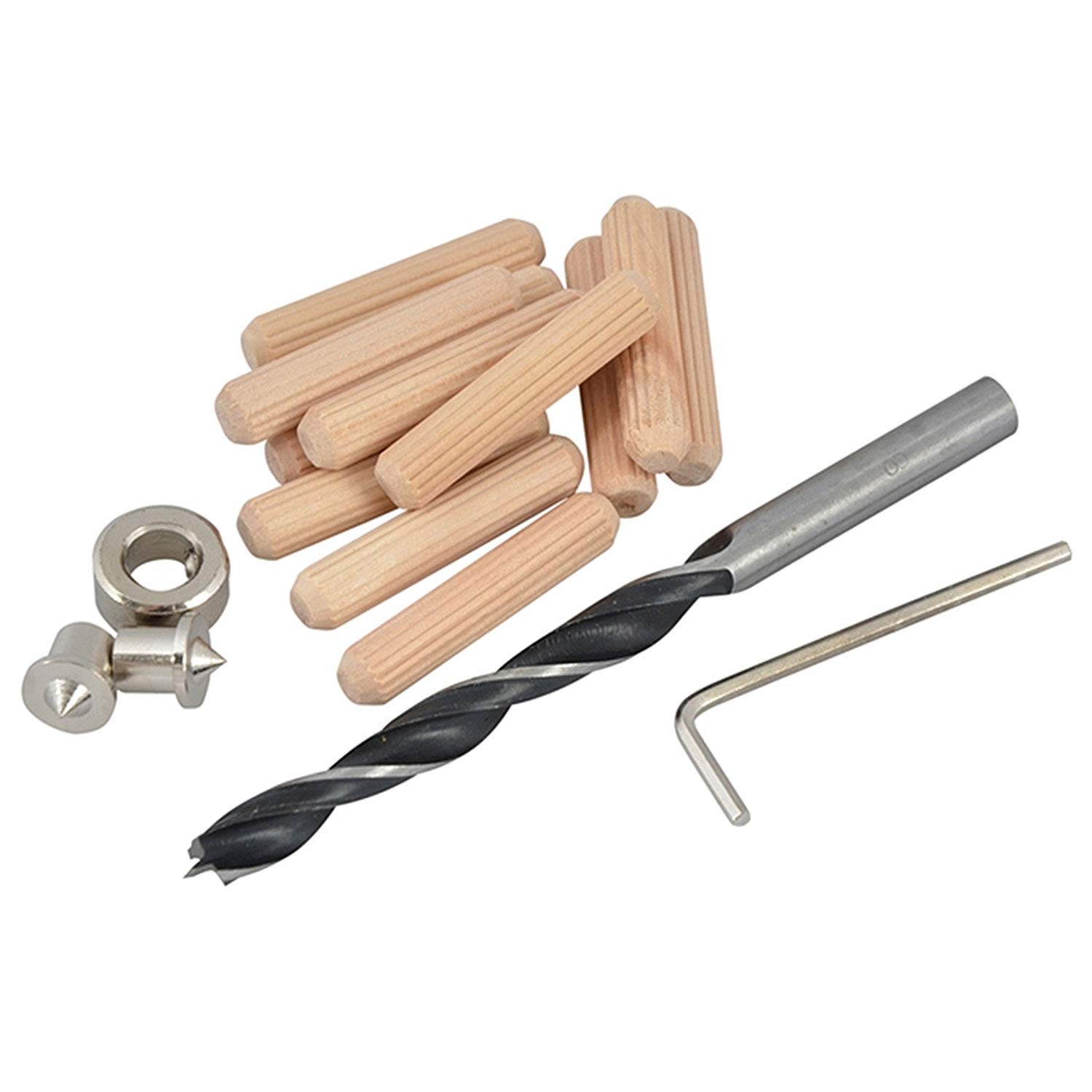 Faithfull Woodworking Dowels, Drill and Points Kit - 6mm