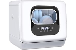 AGLUCKY Countertop Dishwasher, Portable Dishwashers with 6 Programs, 24H Timing, Air-Drying, 360° Deep Cleaning, Mini Dishwashers for Apartments, Dorms & Kitchenettes