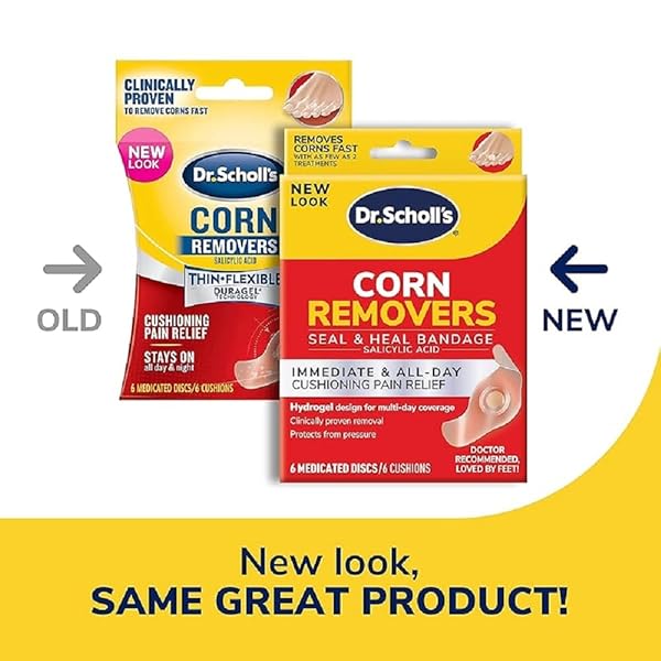 DR. SCHOLL’S CORN REMOVERS SEAL & HEAL BANDAGE WITH HYDROGEL TECHNOLOGY, 6 CT // REMOVES CORNS FAST AND PROVIDES CUSHIONING PROTECTION AGAINST SHOE PRESSURE AND FRICTION FOR ALL-DAY PAIN RELIEF