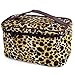 uxcell Brown Beige Leopard Printed Cosmetic Make Up Pouch Bag for Women