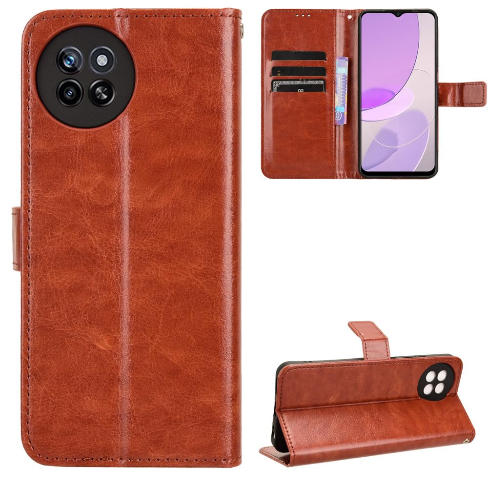 Itel S23 Case [Wallet Case] [Kickstand] [Card Slots] [Magnetic Flip Cover] Compatible with Itel S23 Smartphone(Brown)