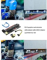 Hagsnec 6 PCIE Riser 1x to 16x 3.3V Digital Meter LED BTC Mining Extension Card view 5