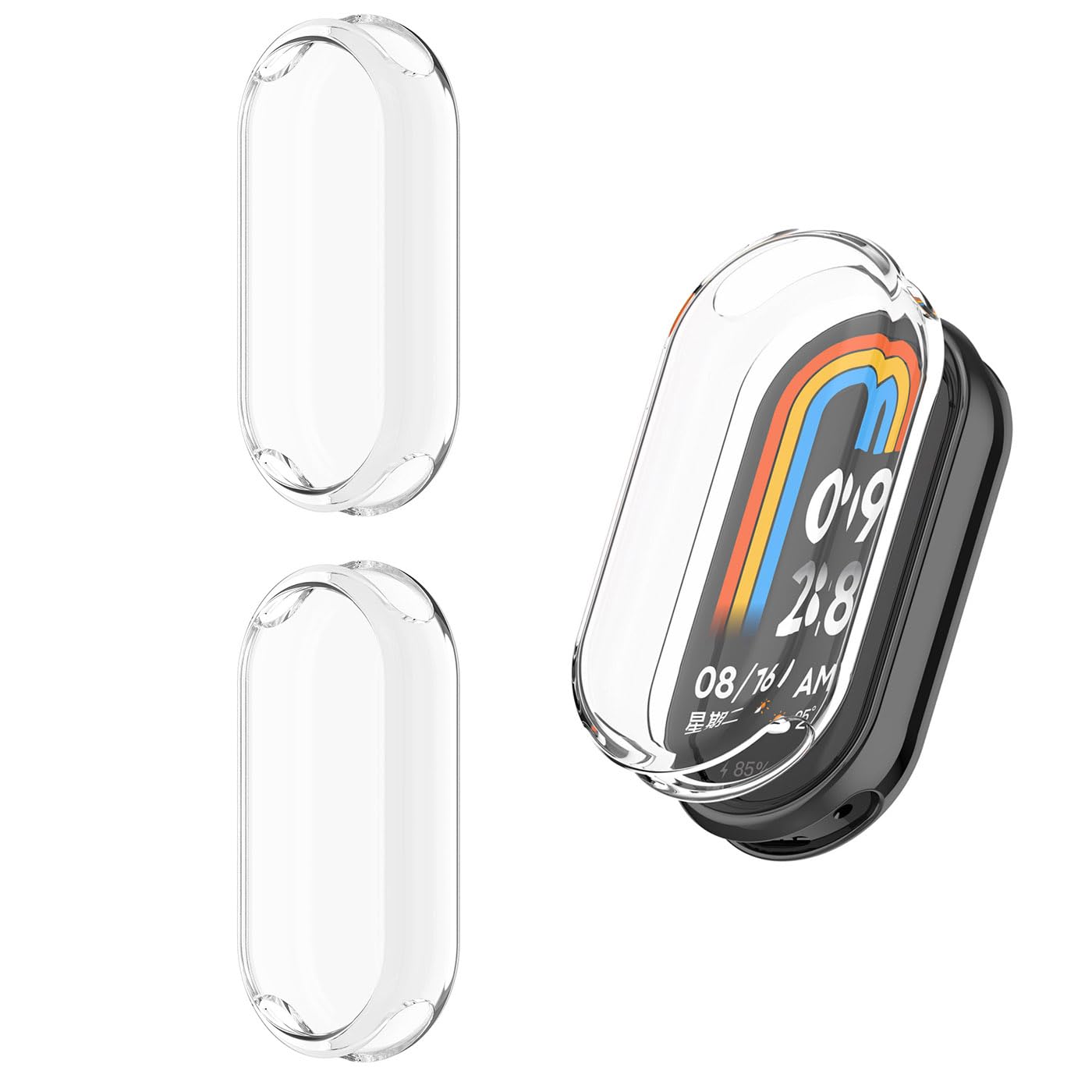 HOMTERN 3-Pack Compatible with XIAOMI Band 8, Soft TPU Lightweight Shell Drop-proof Scratch-Proof Flexible Screen Full Covered Protective Case,3-Pack Clear