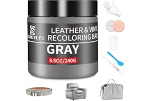 SHADAIWUYU Leather Recoloring Balm,8.5oz Leather Color Restorer,Gray Leather Repair kit for Furniture and Car Interior,Leather Couch Scratch Repair,Leather Dye Paint for Faded,Cracked and Damaged Leather