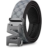 VANNANBA Letter M Belt for Men,Luxury Stylish Designer Belts with M Buckle Gold Black