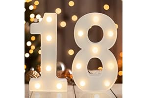 IFDGCTK Decorative Led Light Up Numbers, 18th Birthday Decorations, Warm White Led Numbers Lights, Lighted Marquee Number Sign for Sweet 18th Party Decor