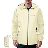 APEXUP Packable Rain Jacket Men with Reflective Zipper, Lightweight Waterproof Raincoat, Mens Rain Jacket for Outdoor Sports