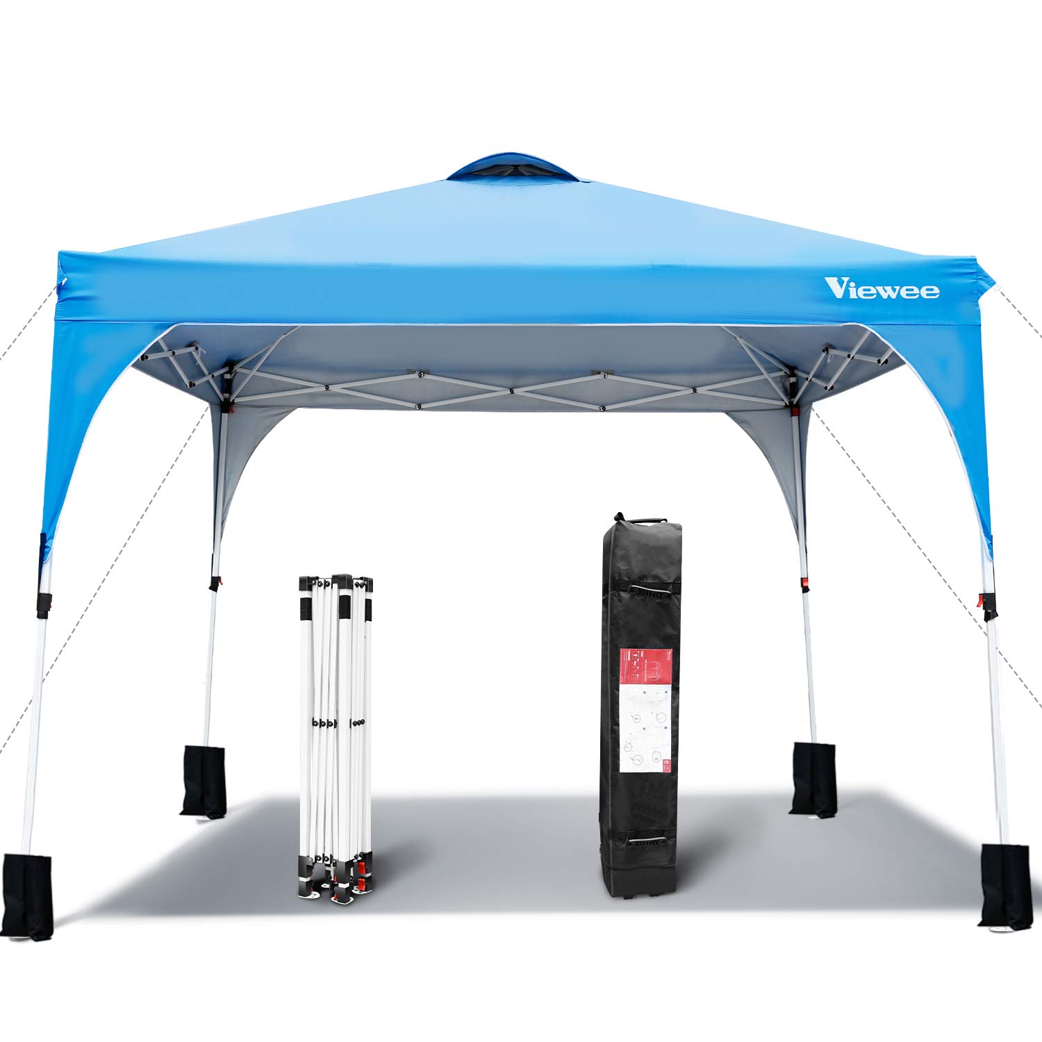 Viewee Pop-up Canopy Tent 10' x 10' Anti-UV, Waterproof Shelter Canopy, Outdoor Tent Adjustable Height with Wheeled Carrying Bag and 4 Fixed Sandbags