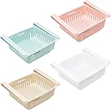 Fridge Drawer Organizer (4 Pack – 8.5in x 6.7in x 3.3in) Refrigerator Drawers For Shelves - Adjustable Kitchen Organizer With