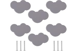 YOOHEY HITEFU Yoohey 6PCS Soft Rubber Knobs Cute Cartoon Cloud Shape Knobs Silicone Cute Knobs for Kids Room, Study Room, Cabinet, Dresser, Cupboards (Grey)