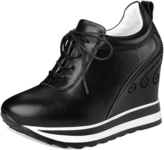 Amazon Sejuc シークレットシューズ 10cm 厚底 スニーカー レディース 白 黒 インヒール プラットフォーム 歩きやすい 通勤 通学 レースアップ 通勤靴 レザースニーカー ウォーキングシューズ クッション 通学靴 ランニングシューズ Sejuc スニーカー
