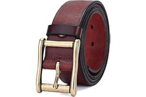 HOLMANSE Italian Full Grain Leather Belt Men Western Cowboy Belt for Jeans 1.5 Wide 7 Holes Gift Box Packaging