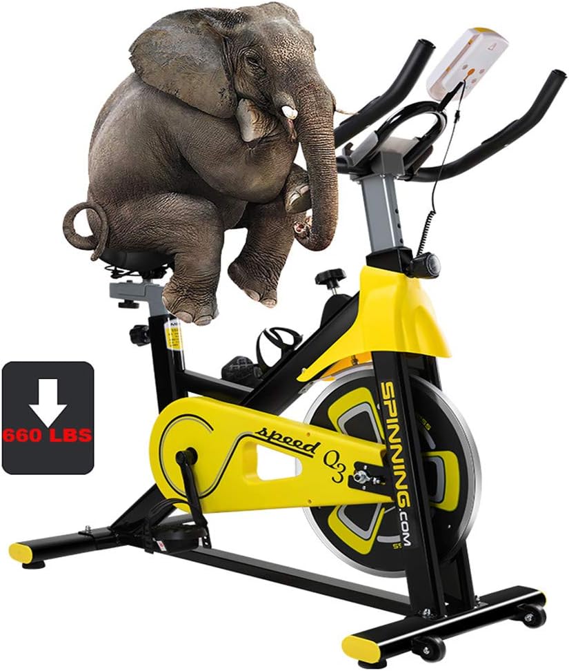 NYANGLI Exercise Cycling Bike,Indoor Stationary Fitness Bikes,Gym Treadmill Equipment with Shock Absorbing Cushion,Stepper of Maximum Load 660Lbs with Led Display for home,office,Yellow