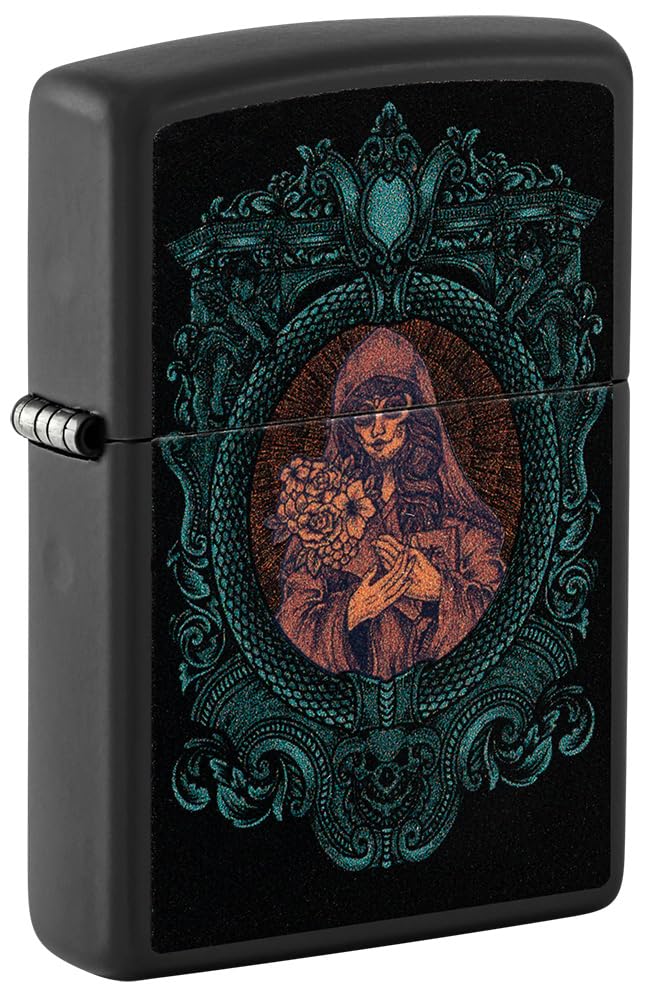 Zippo Windproof Lighter - Woman in the Mirror - Black Matte - Black Light Effect - Refillable - Reusable - Windproof Design - Gift Box - Made in USA