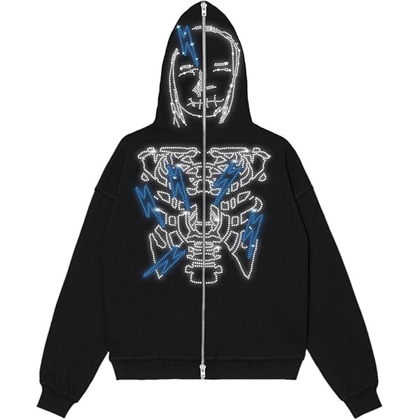 Amazon.com: NUFR Unisex Skull Skeleton Zip Up Hoodie