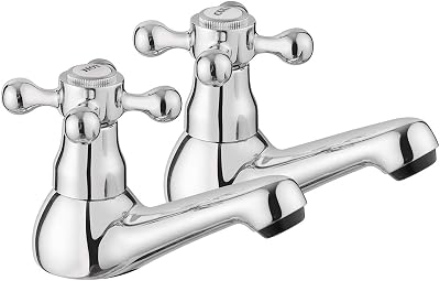 JASSFERRY Victorian Basin Taps Pair 1/4 Turn Hot Cold Chrome 1/2"