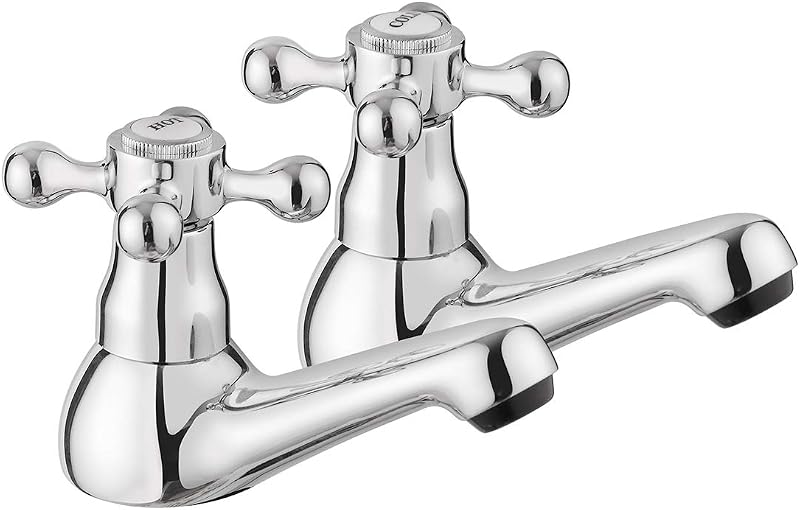 JASSFERRY Victorian Basin Taps Pair 1/4 Turn Hot Cold Chrome 1/2"